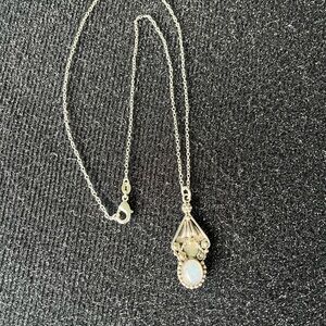 Silver necklace with white moonstone pendant